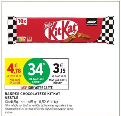 BARRES CHOCOLATÉES KITKAT NESTLÉ