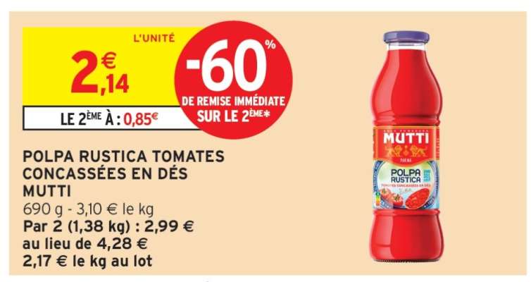 POLPA RUSTICA TOMATES CONCASSÉES EN DÉS MUTTI