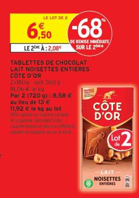 Côte d'Or Lait Noisettes Entières