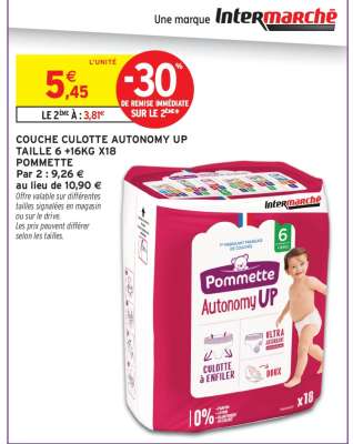 COUCHE CULOTTE AUTONOMY UP TAILLE 6 +16KG X18 POMMETTE