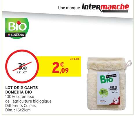 LOT DE 2 GANTS DOMEDIA BIO