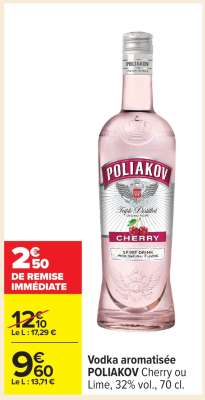 Vodka aromatisée POLIAKOV Cherry ou Lime