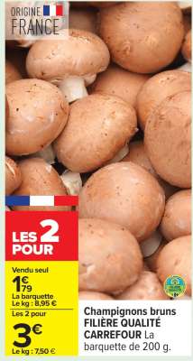 Champignons bruns FILIÈRE QUALITÉ CARREFOUR
