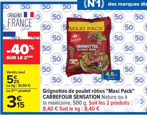 Grignottes de poulet rôties 'Maxi Pack' CARREFOUR SENSATION