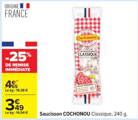 Saucisson COCHONOU Classique, 240 g