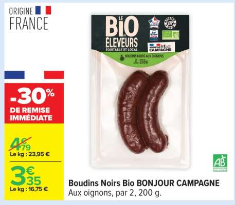 Boudins Noirs Bio BONJOUR CAMPAGNE
