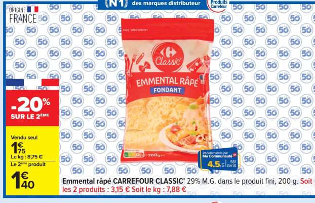 EMMENTAL RÂPÉ CARREFOUR CLASSIC