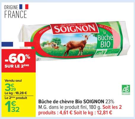 Bûche de Chèvre Bio Soignon