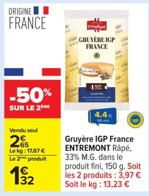 Gruyère IGP France ENTREMONT