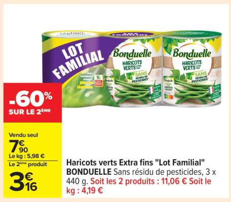 Haricots verts Extra fins «Lot familial» BONDUELLE