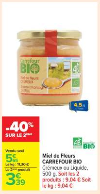 Miel de fleurs CARREFOUR BIO