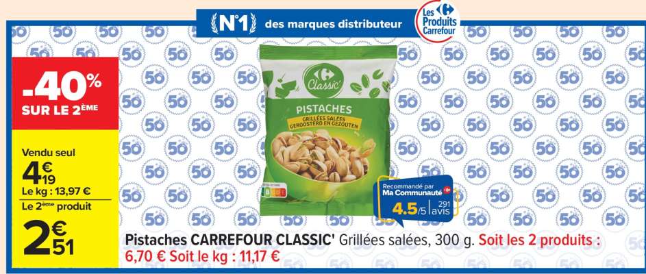 Pistaches CARREFOUR CLASSIC’