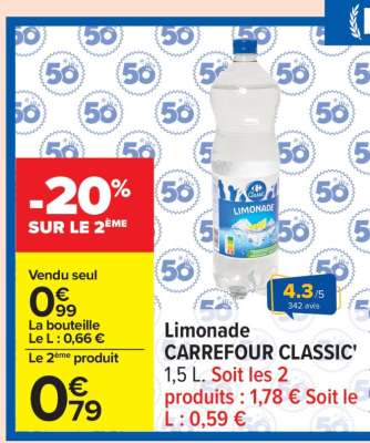 Limonade CARREFOUR CLASSIC'