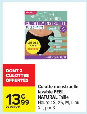 Culotte menstruelle lavable FEEL NATURAL