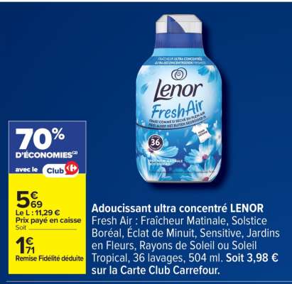 Adoucissant ultra concentré LENOR Fresh Air