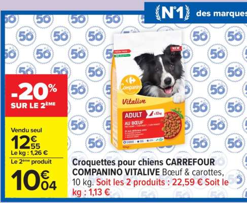 Croquettes pour chiens CARREFOUR COMPANINO VITALIVE