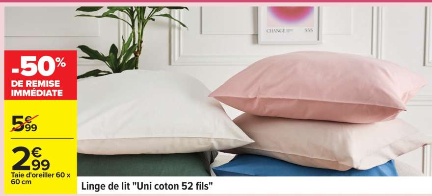 Linge de lit "Uni coton 52 fils"