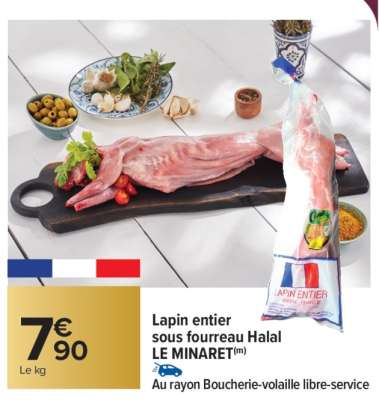 Lapin entier sous fourreau Halal LE MINARET