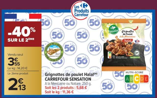 Grignottes de poulet Halal CARREFOUR SENSATION