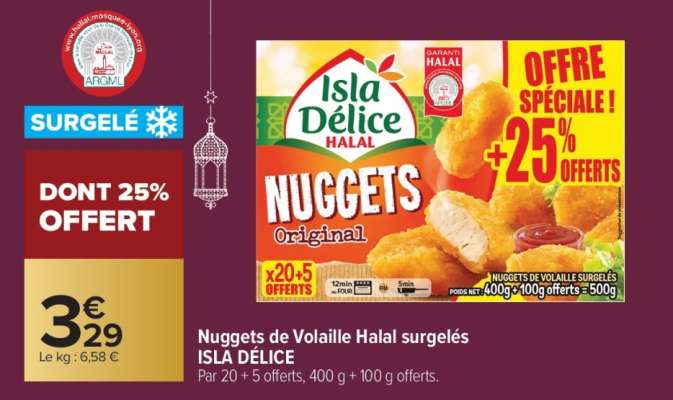 Nuggets de Volaille Halal surgelés ISLA DÉLICE