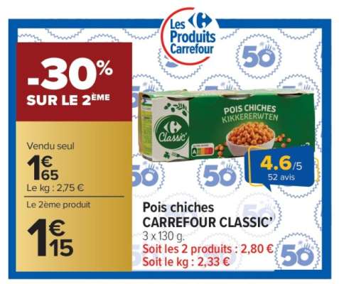 Pois chiches CARREFOUR CLASSIC'