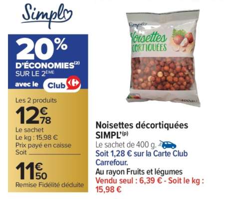 Noisettes décortiquées SIMPL'