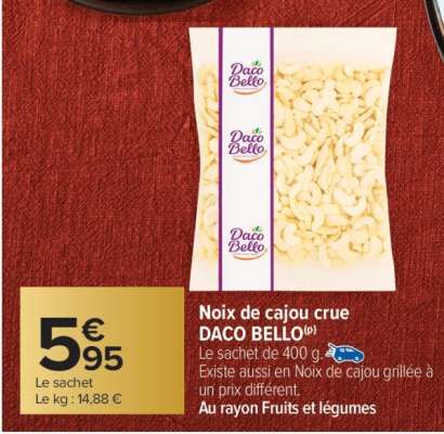 Noix de cajou crue DACO BELLO