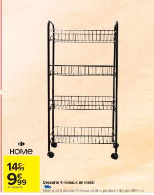 Desserte 4 niveaux en métal