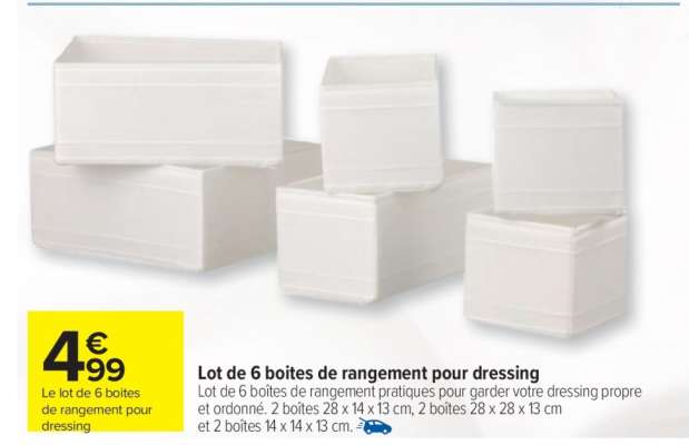 Lot de 6 boîtes de rangement pour dressing