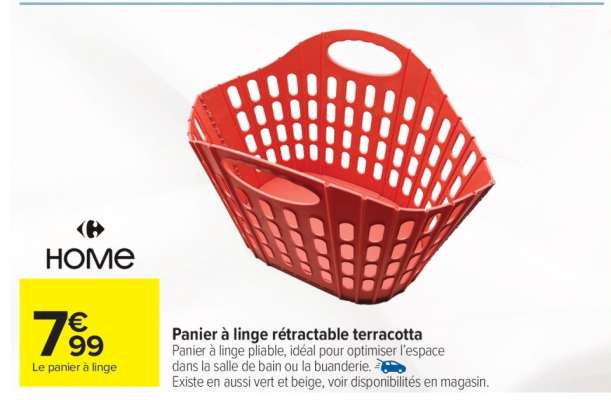 Panier à linge rétractable terracotta