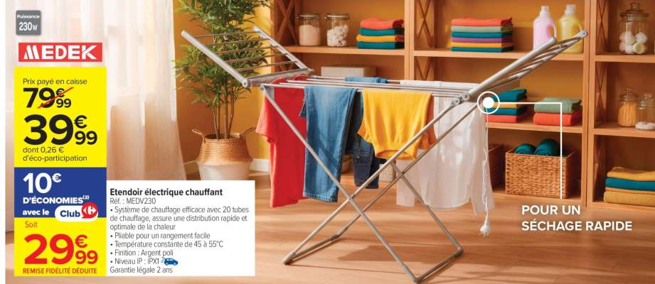 ÉTENDOIR ÉLECTRIQUE CHAUFFANT