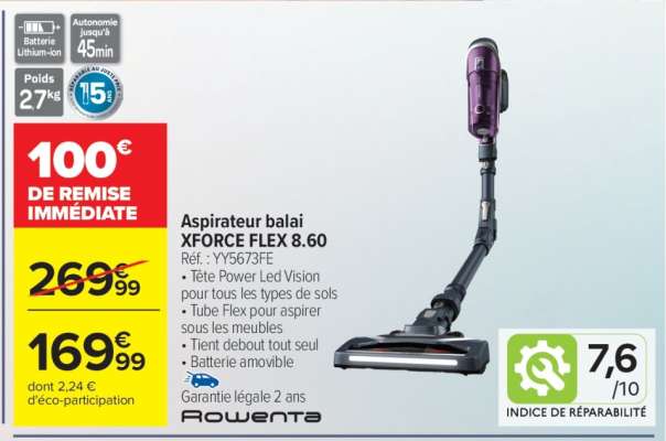 Aspirateur balai Xforce Flex 8.60