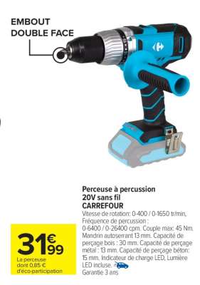 Perceuse à percussion 20V sans fil