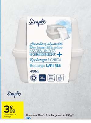 Absorbeur 20m² + 1 recharge sachet 450g
