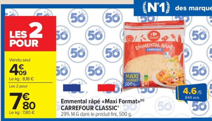 Emmental râpé "Maxi Format" CARREFOUR CLASSIC