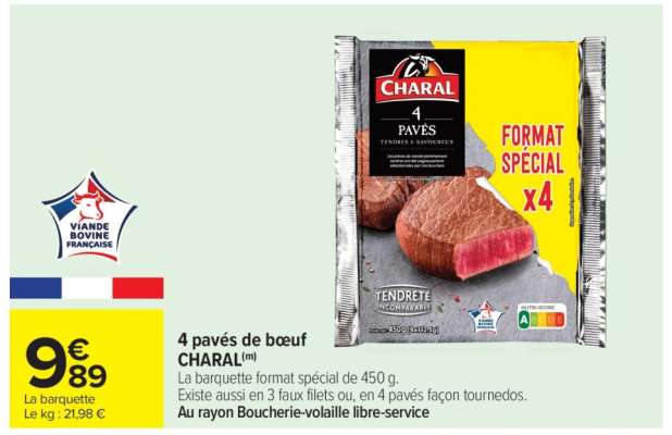 4 pavés de bœuf CHARAL