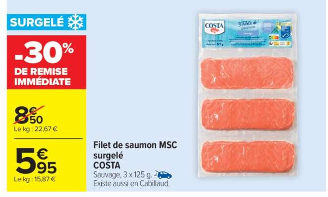 Filet de saumon MSC surgelé COSTA