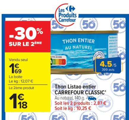 Thon Listao entier CARREFOUR CLASSIC’