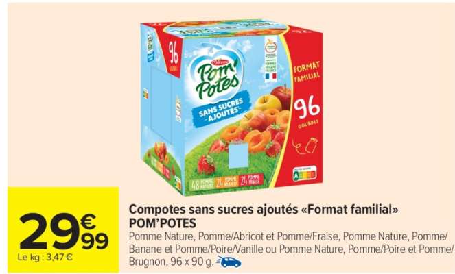 Compotes sans sucres ajoutés "Format Familial" POM' POTES