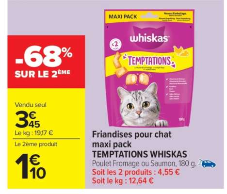 Friandises pour chat maxi pack TEMPTATIONS WHISKAS