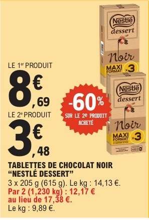 Tablettes De Chocolat Noir Nestle Dessert