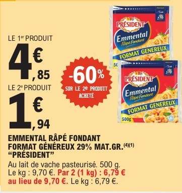 Emmental Râpé Fondant Format Généreux 29% Mat.Gr. 'Président'