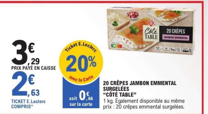 20 CRÊPES JAMBON EMMENTAL SURGELÉES “CÔTÉ TABLE”