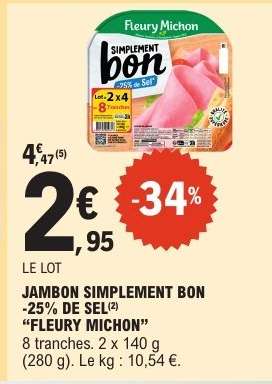 Jambon Simplement Bon -25% de Sel Fleury Michon