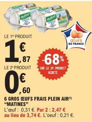 6 Gros Œufs Frais Plein Air "Matines"