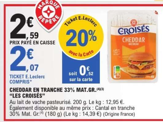 CHEDDAR EN TRANCHE 33% MAT.GR. “LES CROISÉS”