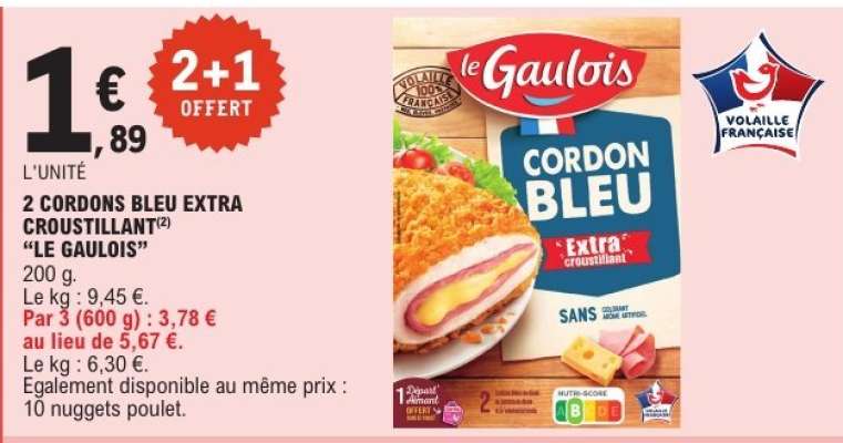 2 CORDONS BLEU EXTRA CROUSTILLANT 'LE GAULOIS'