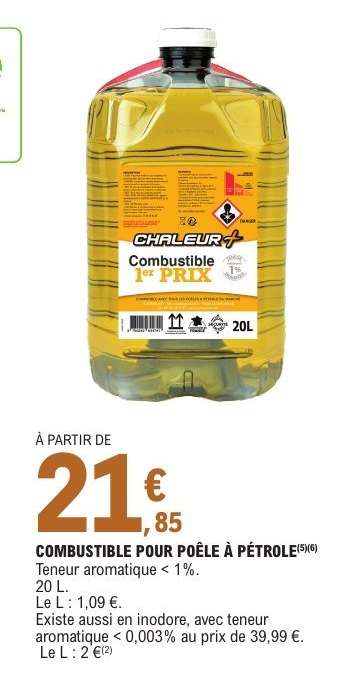 COMBUSTIBLE POUR POÊLE À PÉTROLE