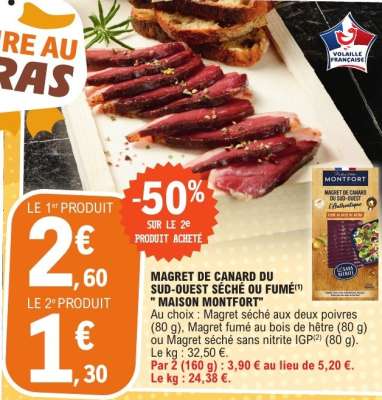 MAGRET DE CANARD DU SUD-OUEST SÉCHÉ OU FUMÉ "MAISON MONTFORT"