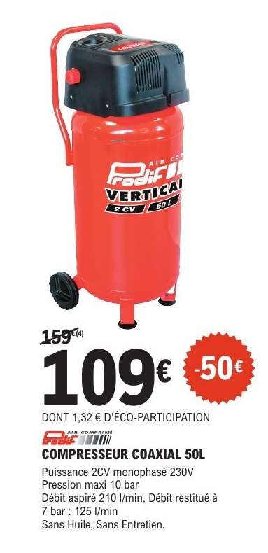 COMPRESSEUR COAXIAL 50L